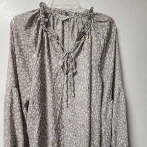 Perch by Blue Pepper grey white gold flecks tunic top 1XL